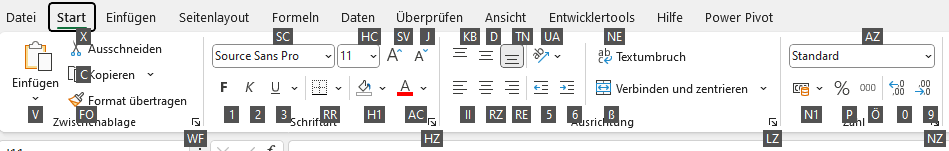 Excel-Menueband-Option